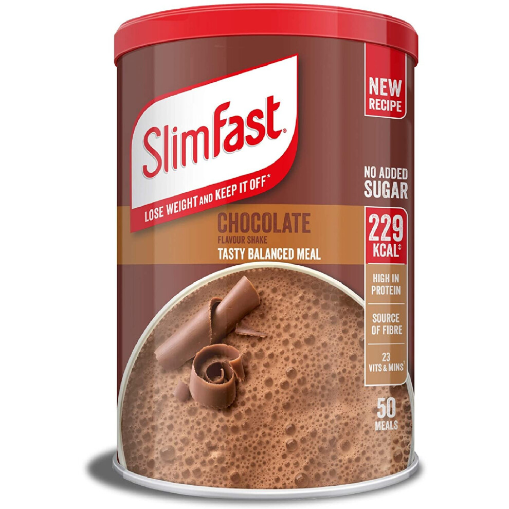 SlimFast Meal Shake, Chocolate Flavour, New Recipe, 50 Servings, Lose Weight and Keep It Off, Packaging May Vary