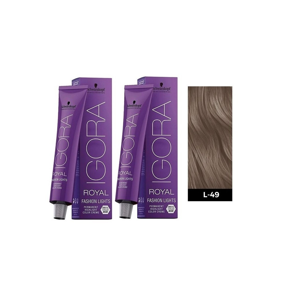 (2pks) Schwarzkopf Igora Royal L-49 Beige Violet Permanent Color