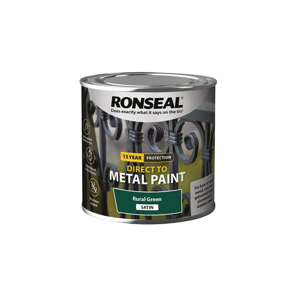 Ronseal Direct to Metal Paint Rural Green Satin 250ml 39186