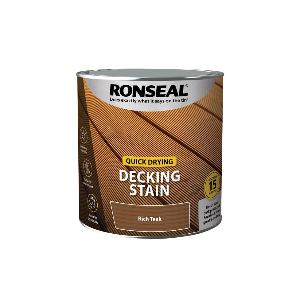 Ronseal Quick Drying Decking Stain Rich Teak 2.5 litre 39080