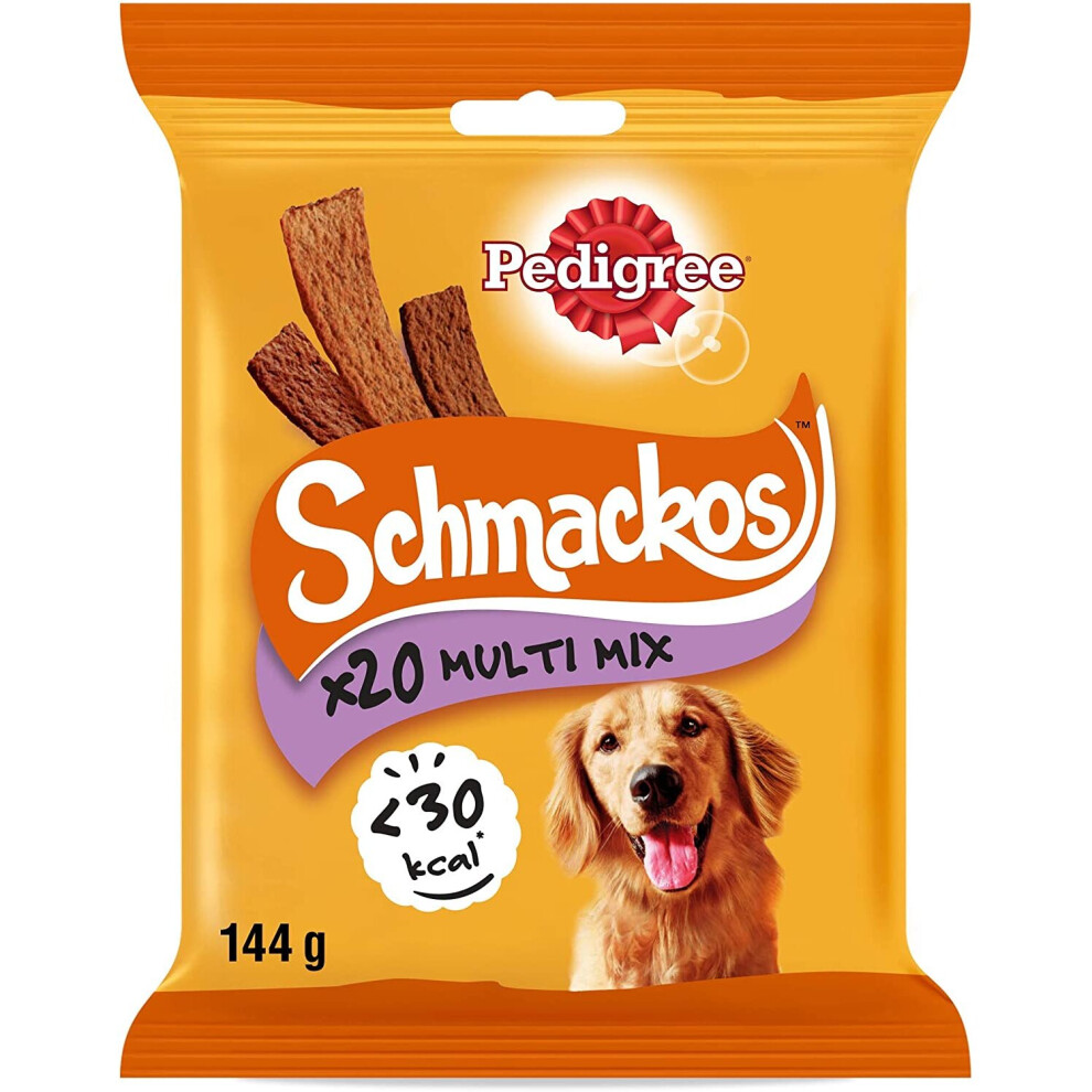 Pedigree Schmackos Multi Mix - Dog Treats in A Variety of Meat Flavours, 180 Strips, 9 x 144 g