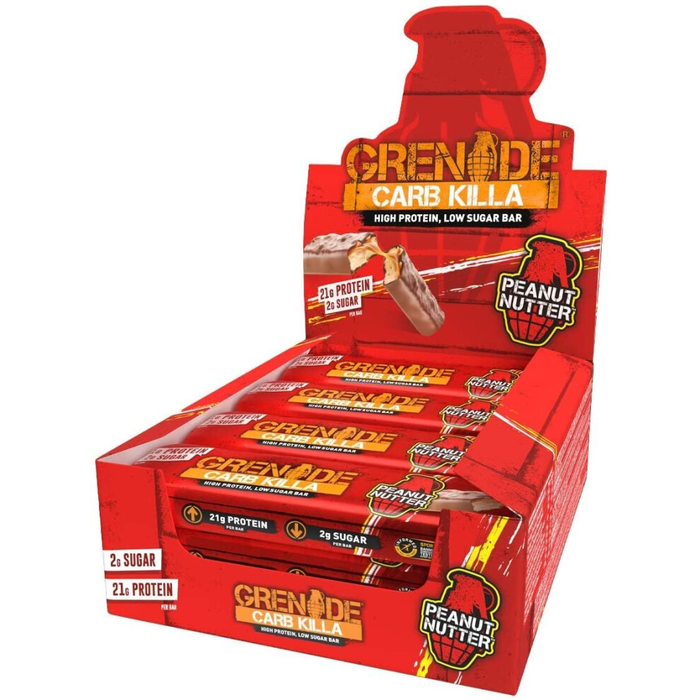 Grenade Carb Killa High Protein and Low Carb Bar, 12 x 60 g - Peanut Nutter