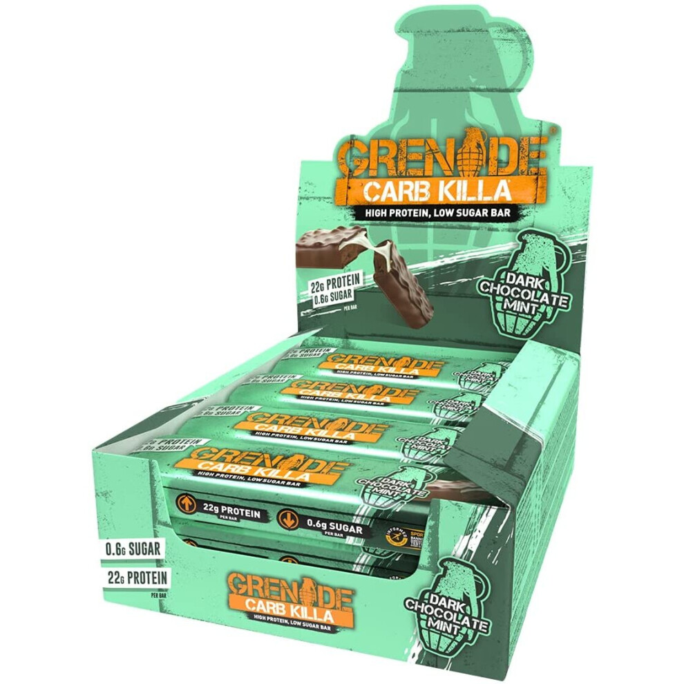 Grenade Carb Killa High Protein and Low Carb Bar, 12 x 60 g - Dark Chocolate Mint