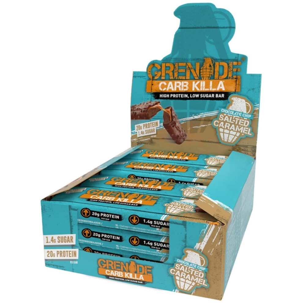 Grenade Carb Killa High Protein and Low Carb Bar, 12 x 60 g - Chocolate Chip Salted Caramel 