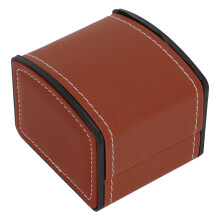 (Brown) Single Grid Leather Watch Box Bracelet Storage