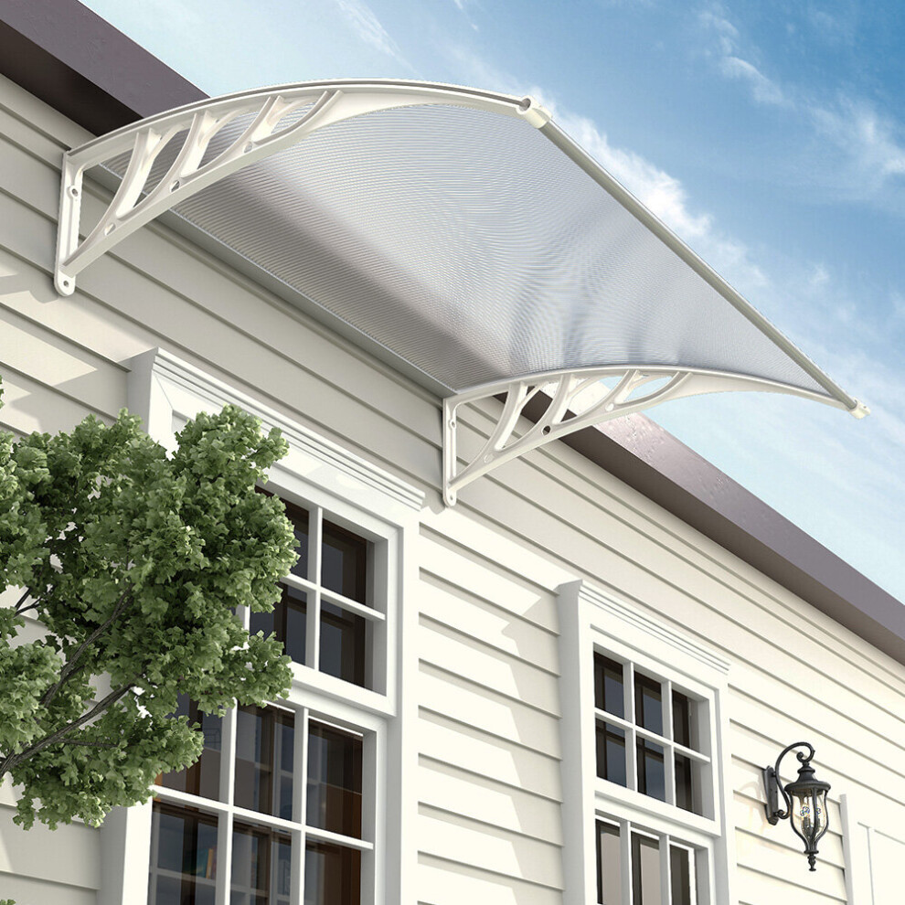 White Outdoor Front Door Canopy Awning Rain Shelter for Window,Porch and Door W 120cm x D 80cm x H 23.8cm