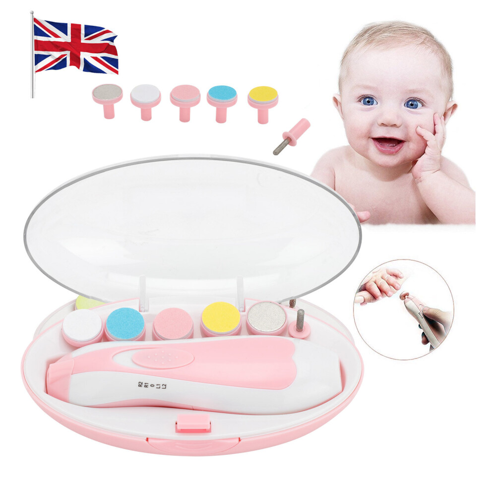 (Pink) Electric Baby Nail File Clippers Trimmer Toddler Pink