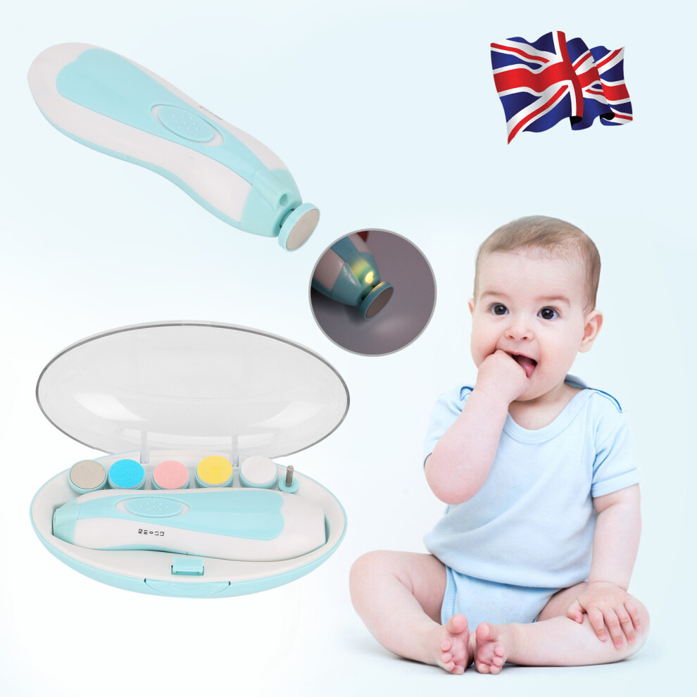 (Blue) Electric Baby Nail File Clippers Trimmer Toddler Blue