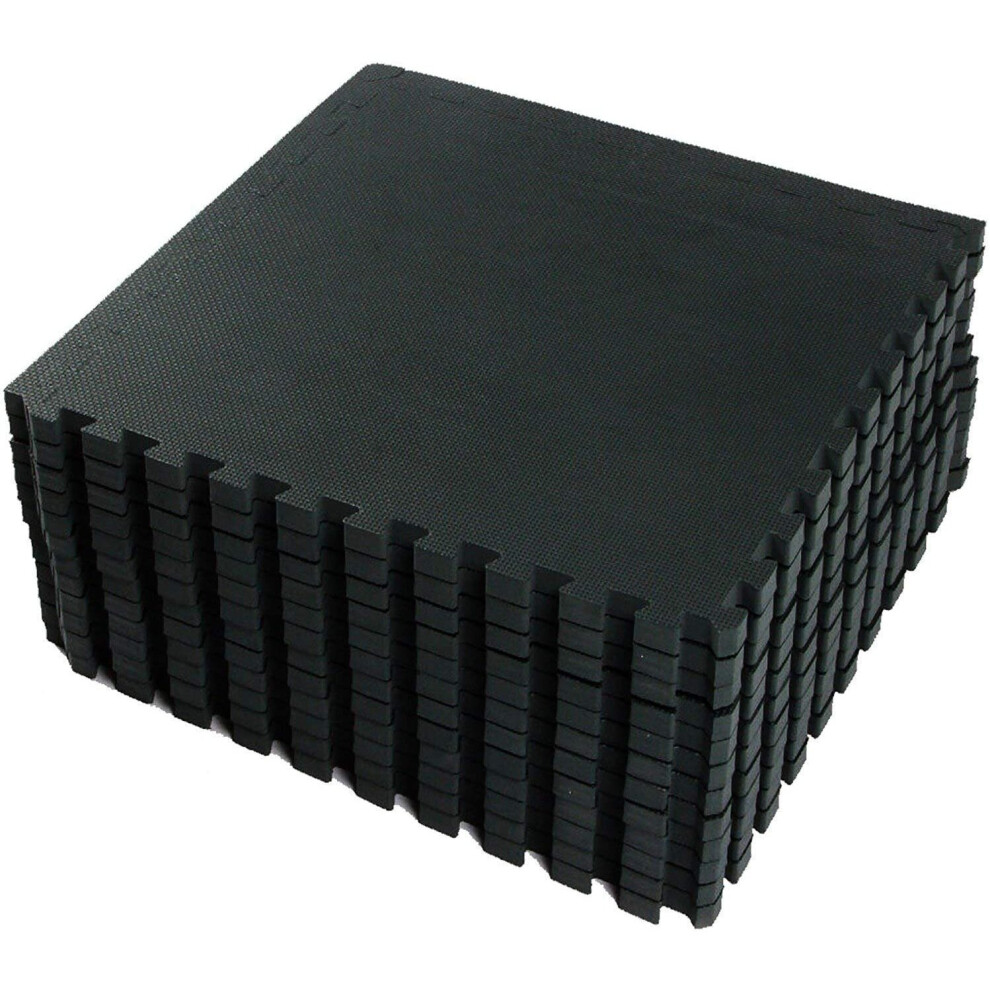 (Black, 8 Mats - 32 SQ FT) Abaseen Interlocking Floor Exercise Mats EVA Foam