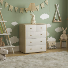 (White & Oak) Neptune 5 Drawer Chest Garment Bedroom Storage Oak