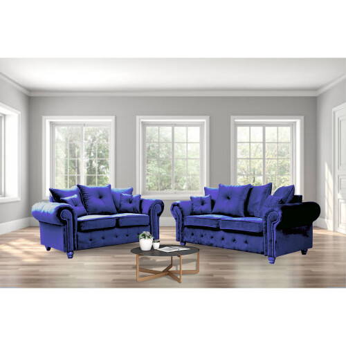 (3+2 Seater, Blue) Ashwin Corner and 3+2 Seater Sofa