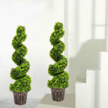(4ft/120) 2X Large Artificial Spiral Boxwood Buxus Tower Plant Twist Topiary Potted Tree