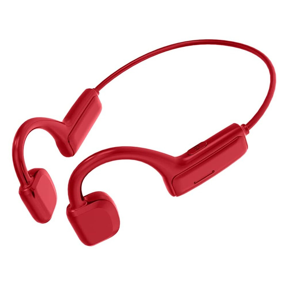 (Red) Bone Conduction Headset Earphone Bluetooth 5.0 Wireless Sports Red 7552103057182