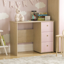 (Pink & Oak) Neptune Oak Junior Desk - 3 Drawer Study Table