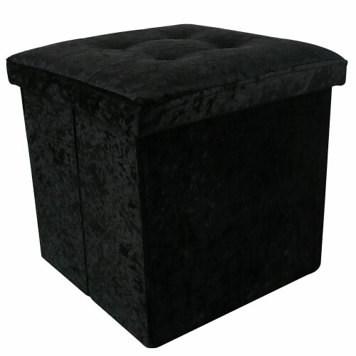 Black crushed store velvet storage box