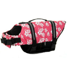 (Pink Floral, M(9-23 kg)) Pet Vest Dog Life Jacket Top Swimming Clothes