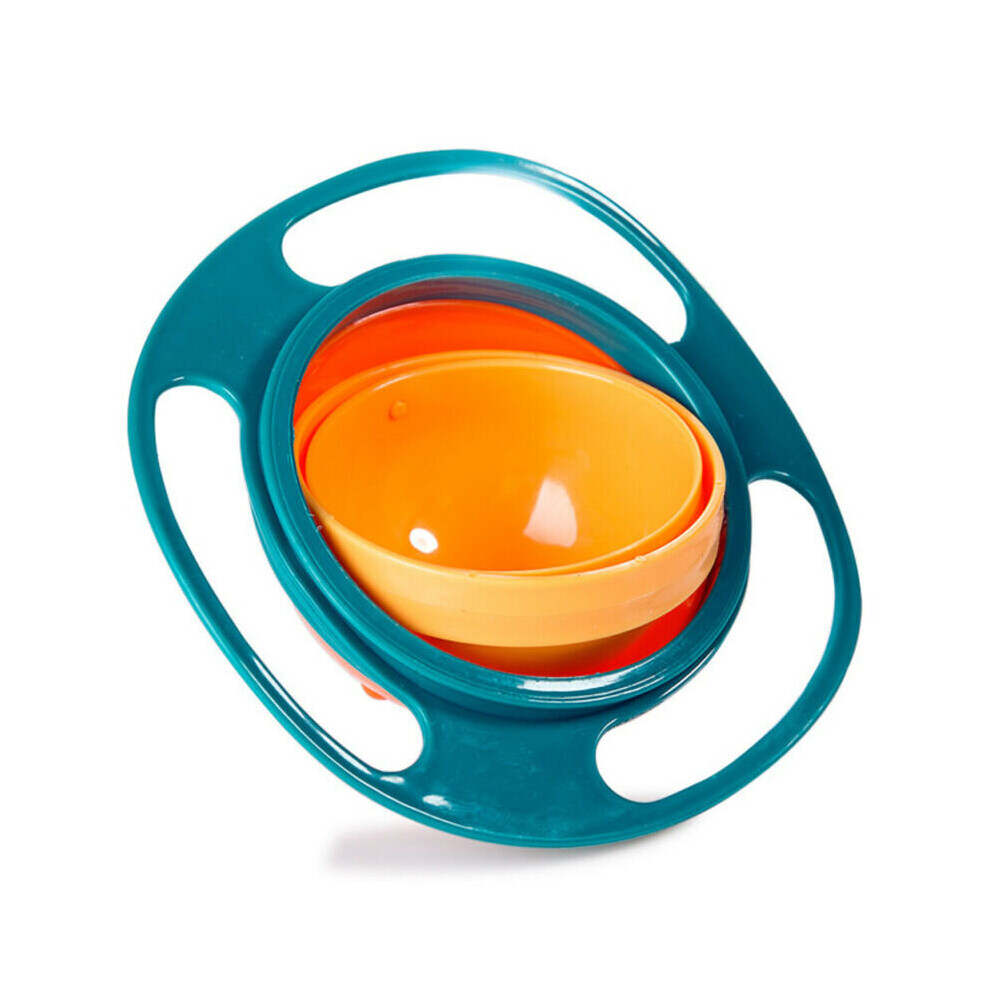 (Green) Universal Toddler Baby Feeding Bowl 360 Degree Rotating Gyro Spill Proof Bowls Green