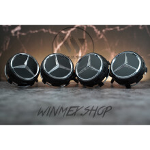 Set of 4 Black AMG Mercedes alloy wheel caps 75mm