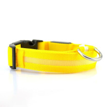 (Yellow, Middle) LED Dog Collar Pet Night Safety Bright Adjustable