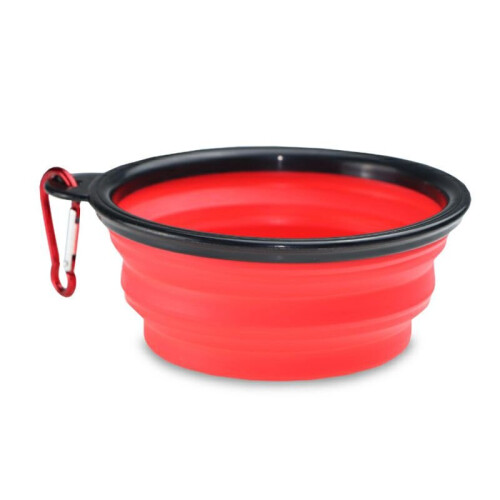 (Red) 350ml Travel Portable Collapsible Pet Dog Bowl
