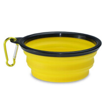 (Yellow) 350ml Travel Portable Collapsible Pet Dog Bowl