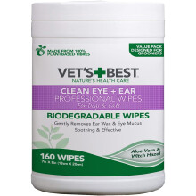 Vet's Best Clean Eye and Ear Biodegradable Professional Wipes for Dogs and Cats, Pack of 160