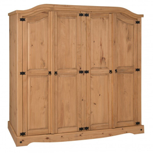 Mercers Furniture Corona Solid Pine 4-Door Arch Top Bedroom Wardrobe