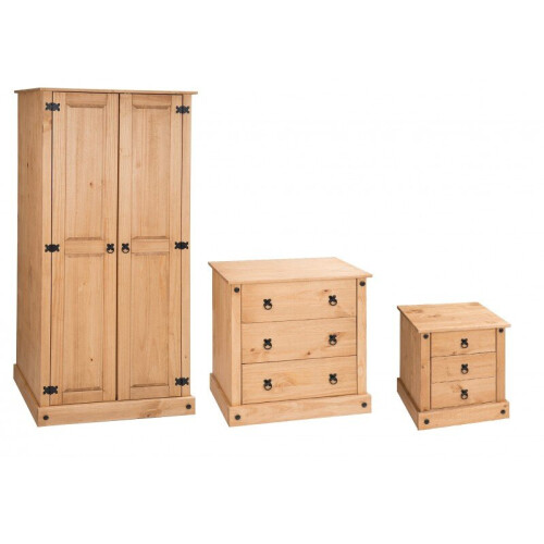 Corona Budget Bedroom Package Wardrobe Drawers Bedside Furniture