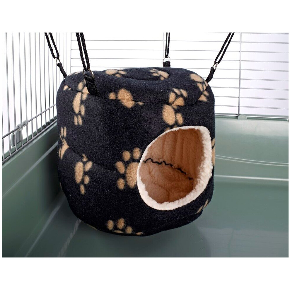 Huge Rodent-Hive Toy Hammock for Ferret Chinchilla Bed Toy House Black Paw Print