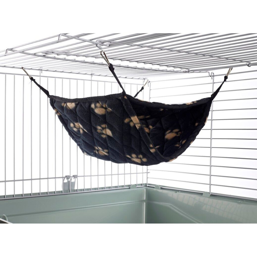 Giant Double Bunkbed Hammock for Ferret Chinchilla Bed Toy House Black Paw Print