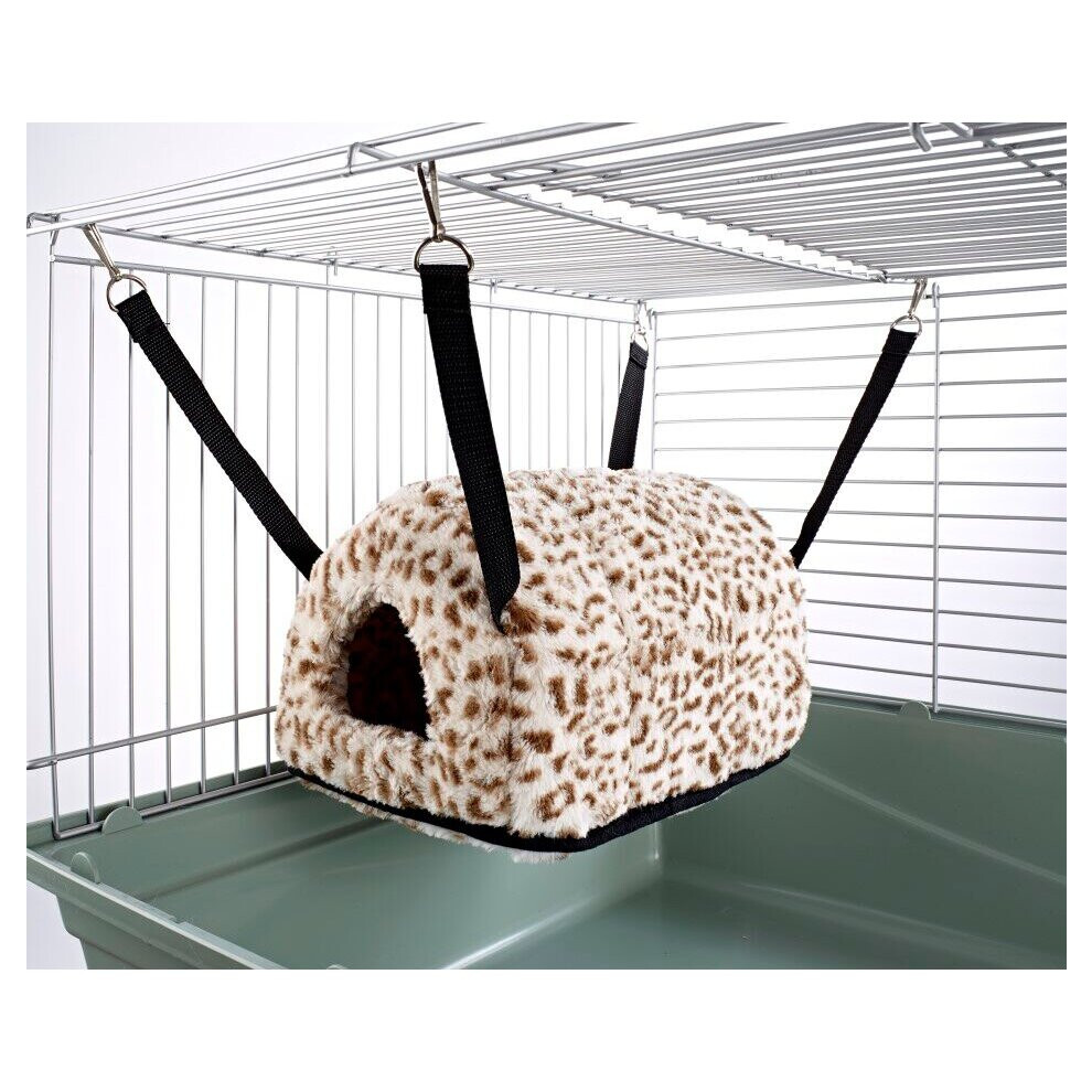 Little-Friends Cuddle Up Igloo Hammock For Ferret Chinchilla Rat Bed Toy House Cheetah Print