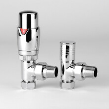 Oslo Angled Thermostatic TRV Chrome Central Heating Radiator, Towel Rail Valve 1/2" - 15mm Designer Valve