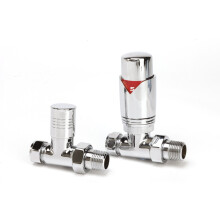 Oslo Straight Thermostatic TRV Chrome Central Heating Radiator, Towel Rail Valve 1/2" - 15mm Designer Valve