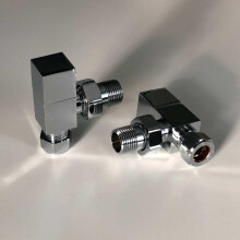 TEES Angled Square Chrome Central Heating Radiator, Towel Rail Valve 1/2" - 15mm Designer Valve