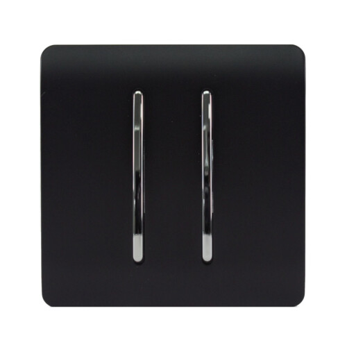 Trendi Switch Trendi 2 Gang 3 Way Intermediate 10 Amp Rocker Light Switch Matt Black