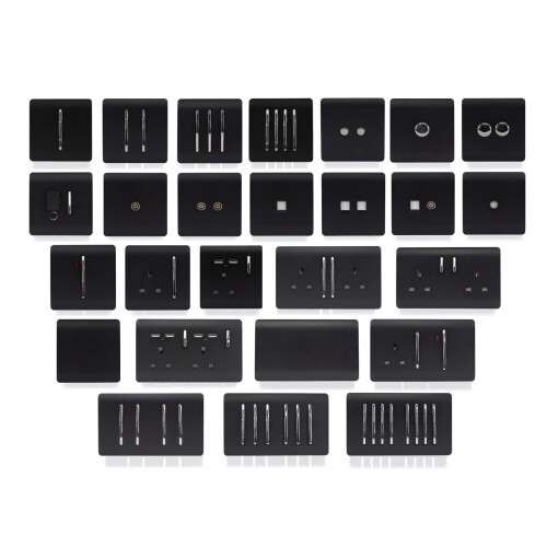 Trendi Switch Trendi Telephone Socket + Cat 5e&Cat 6 RJ45 PC Socket Matt Black 1