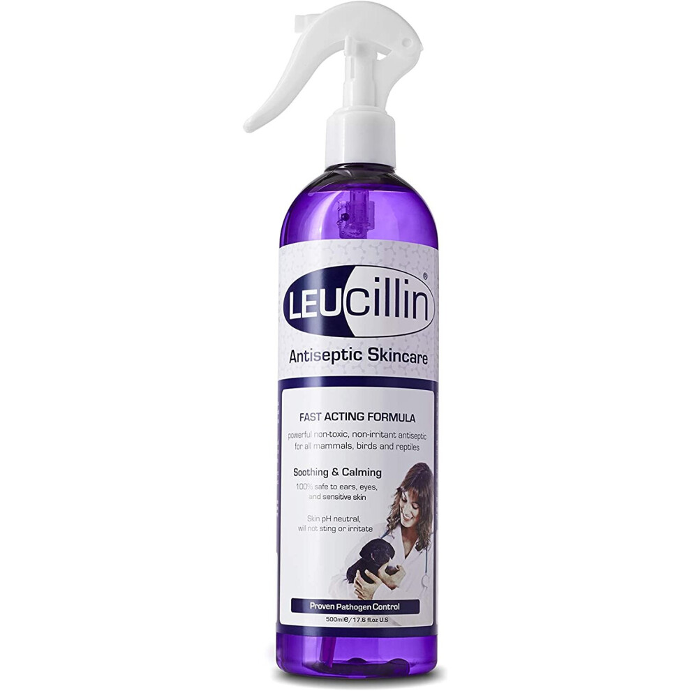 Leucillin Natural Antiseptic Spray | Antibacterial, Antifungal & Antiviral | for Dogs, Cats and All Animals | for Itchy Skin, Wound Care and