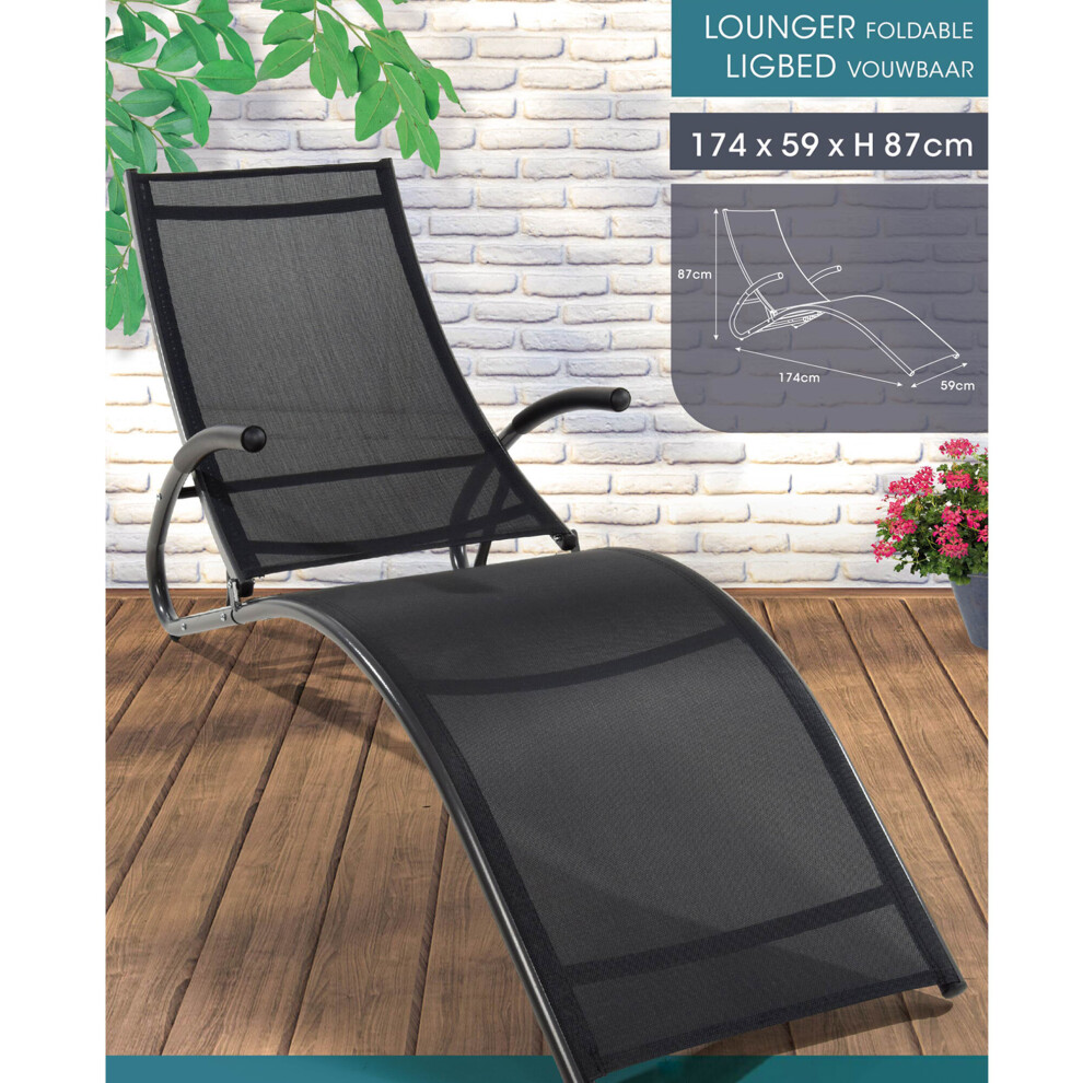 Outdoor Foldable Sun Lounger Lightweight Recliner Garden Chair