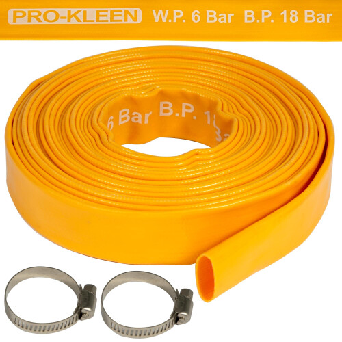 Pro-Kleen (10M) Heavy-Duty Layflat Yellow Hose Pipe PVC