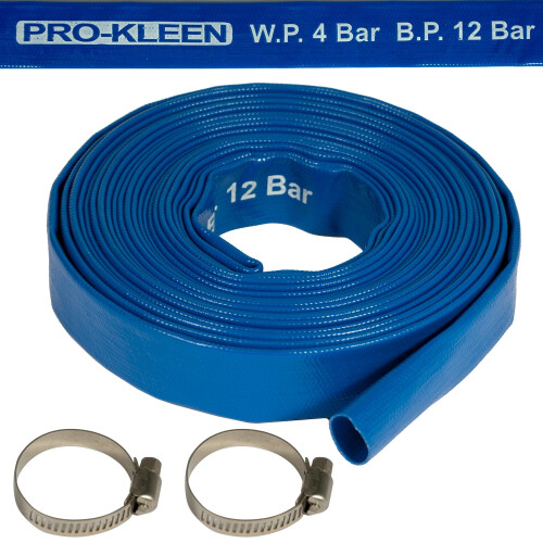 Pro-Kleen (10M) Layflat Blue Hose Pipe PVC Flood Drainage