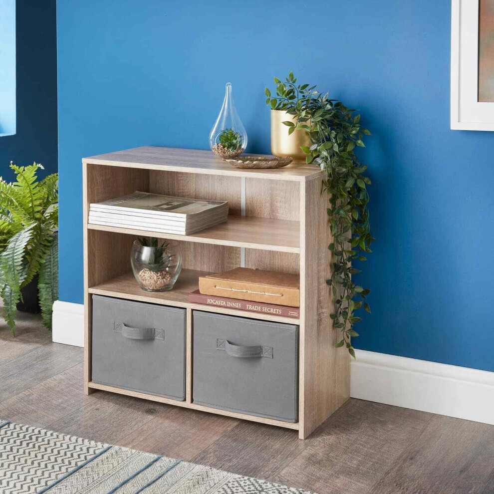 Spot On Dealz 2 Cubes 3 Shelves 2 Woven Baskets Shelving Storage Unit Bookcase G-0337