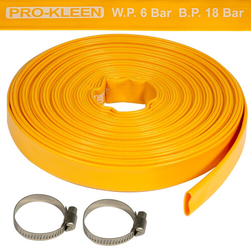 Pro-Kleen (25M) Heavy-Duty Layflat Yellow Hose Pipe PVC