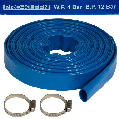 Pro-Kleen (15M) Layflat Blue Hose Pipe PVC Flood Drainage