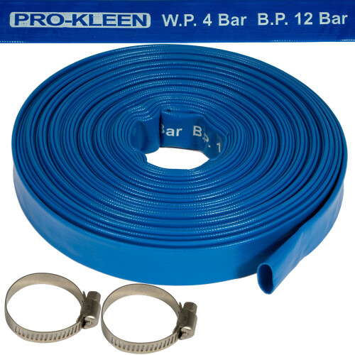 Pro-Kleen (25M) Layflat Blue Hose Pipe PVC Flood Drainage