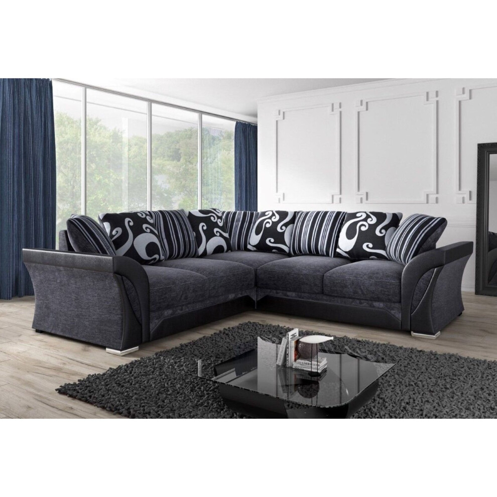(Corner(2C2), Black & Grey) Farrow Corner (2C2) and 3+2 Seater Sofa