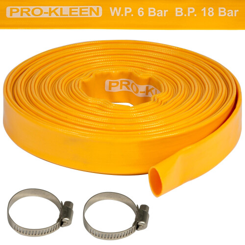 Pro-Kleen (15M) Heavy-Duty Layflat Yellow Hose Pipe PVC