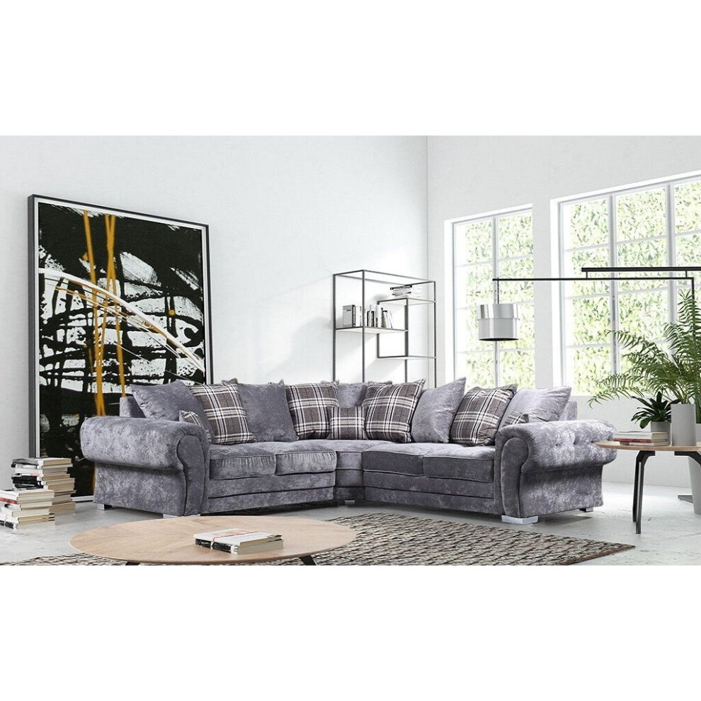 (Corner) Verona Sofa Grey Fabric Corner and 3+2 Seater