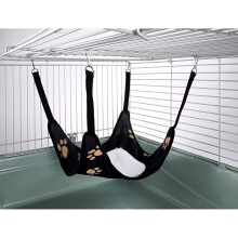 Plain Fleece Center Hammock for Ferret Chinchilla Bed Toy House Black Paw Print