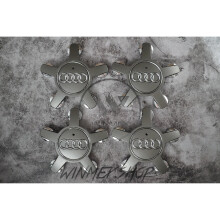 4 x Audi Alloy 5 Star Spyder Wheel Centre Caps Grey Hub Badge 135mm