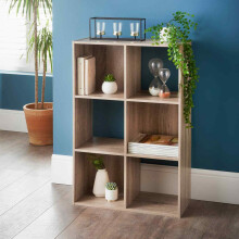Oak 6-Cube Shelving Unit G-0338 - MDF Wood Storage Bookcase, Flat-Pack, Self-Assembly